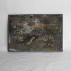 Nils Lou Sand Painting on Plywood 34" x 49.5" Unique Abstract Collage Art