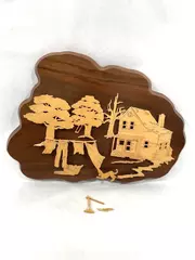 Carol McNickle Hand-Carved Balsa Wood Wall Sculpture Rustic Cabin Scene