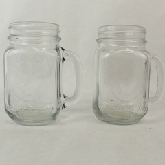 Lot of 2 Libbey 16 oz. County Fair Drinking Mason Jar With Handle 
