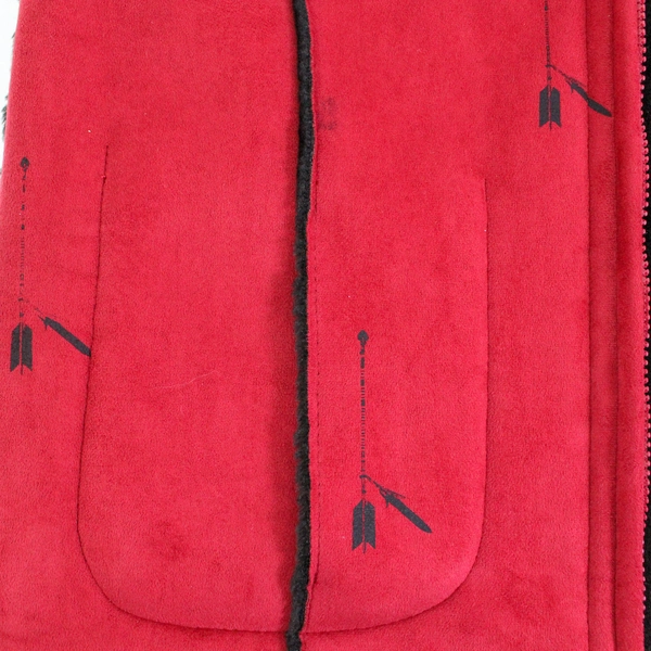 Montanaco Women's Medium Red Black Arrow Feather Sleeveless Full Zip Vest