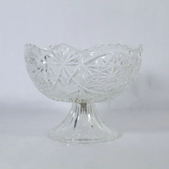 Vintage Clear Glass Pedestal Compote Bowl Star Design 8.25" Diameter