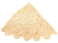Vintage 44" Hand Crochet Lace Tablecloth Scalloped Beige Cream 