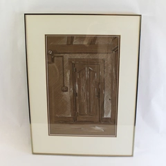 Lindsay D Brown Art Rustic Brown Door Matted Framed and 1983 Artists 