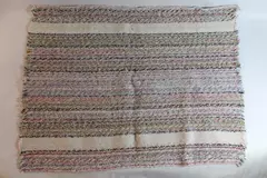 Woven Cream Black Pink Blue Fringe End Accent Rug Boho Kitchen Bathroom Decor