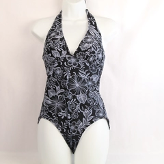 Merona Women's Medium One Piece Swimsuit Halter Floral Summer Beach Pool