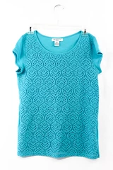 Liz Claiborne Petite Blue Polyester Blend T-Shirt Women's Size Petite Small