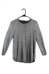 Alfani Silver Metallic Long-Sleeved Knit Sweater Women's Size Small