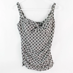 NWT Merona Gray And White Patterned Swimsuit Top Women's Size Medium