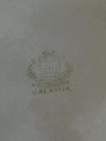 Antique J and E Mayer Vitreous China Plate Colonial Sailboat Scene