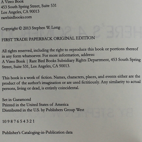 Signed There's A Somebody by Stephen W. Long 2013 Vireo Rare Paperback Novel