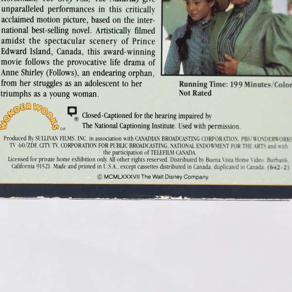 Anne of Green Gables Vols. 1 & 2 VHS Set Walt Disney Home Video