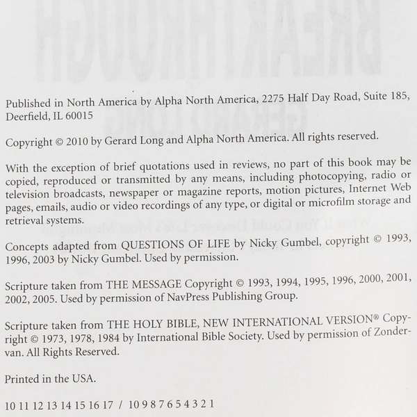 The Breakthrough by Gerald Long 2010 Alpha North America Hardcover Book
