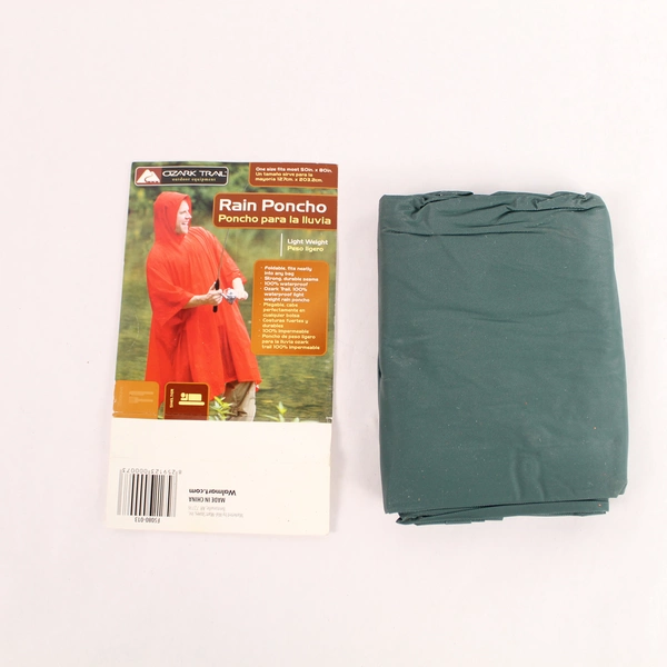 Ozark Trail Lightweight Rain Poncho One Size 50x80in Green