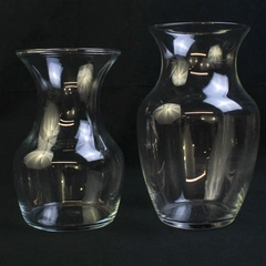 Lot of 2 Vintage Clear Glass Flower Vases 8in 7in Tall Terrariums Water Plants