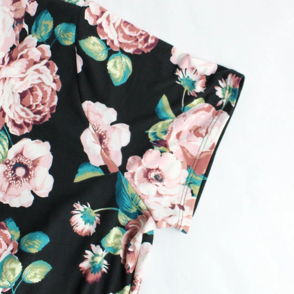 Vibe Sportswear Floral Pattern Hooded Ankle-Length T-shirt Dress Women's 2X
