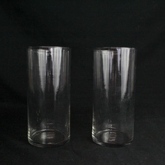 Lot of 2 Vintage Clear Glass Flower Vases 7.5" Tall Home Decor Craft