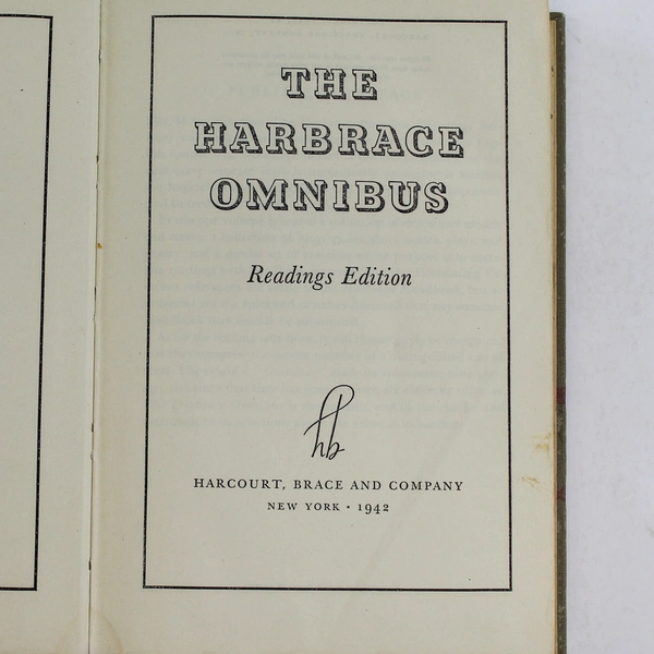 The Harbrace Omnibus 1942 Hardcover by Reed McCorkle Hildreth Good Condition