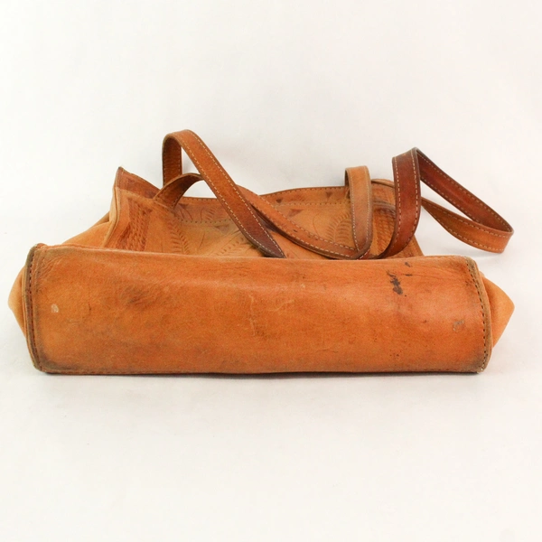 Brown Pattern Leather with Floral Fabric Lining Tote Bag Purse