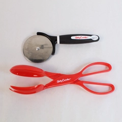 Lot of 2 Betty Crocker Utensils Salad Tongs & Pizza Slicer Red