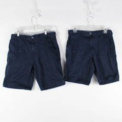 Lot of 2 George Navy Blue Flat Front Cotton Shorts Men's Size 32