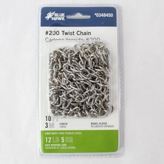 Blue Hawk Nickel Plated #200 Twist Chain 10 ft or 3m Model #0348450 Light Duty
