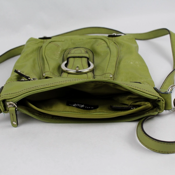 Black Rivet Green Leather Zip Women's Crossbody Purse