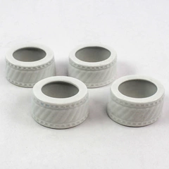 Set of 4 White Ceramic Oval Napkin Rings for Dining Room Home Decor