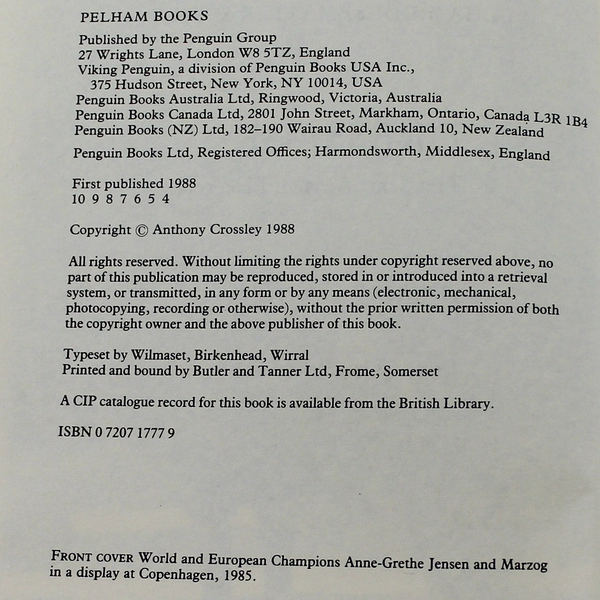 Dressage Anthony Crossley Copyright 1988 Penguin Group Hardcover Book