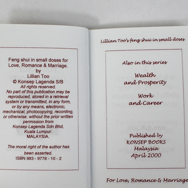 128 Tips For Romance Love And Marriage Lillian Too PB Feng Shui In Small Doses
