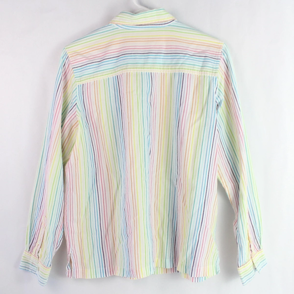 BFA Classics Rainbow Striped Button-Down Cotton Shirt Women's Medium