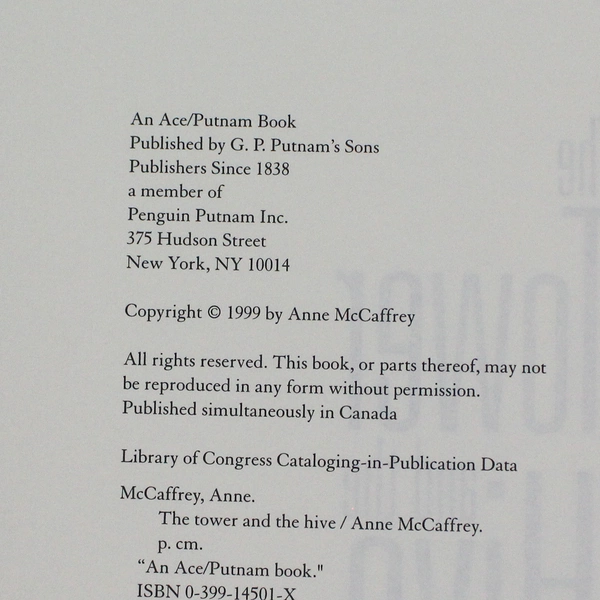 The Tower and the Hive by Anne McCaffrey 1999 Hardcover DJ G. P. Putnam's Sons 
