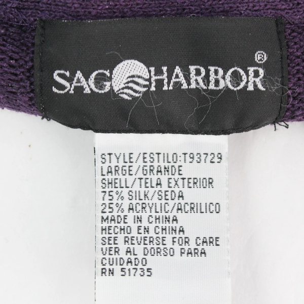 Sag Harbor Purple Knit Short-Sleeve Button-Up Cardigan Women's Size Large