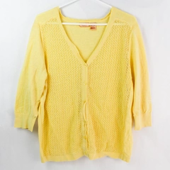NorthCrest Pale Yellow 3/4-Sleeve Button-Up Cardigan Women's Size 1X