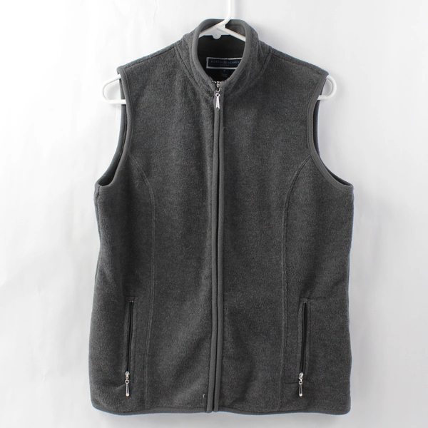 Karen Scott Women's Vest Size S Gray Fleece Full Zip Pockets