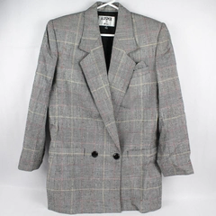 Vintage Kasper for A.S.L Women's Plaid Dress Jacket Blazer One Button Size 8 