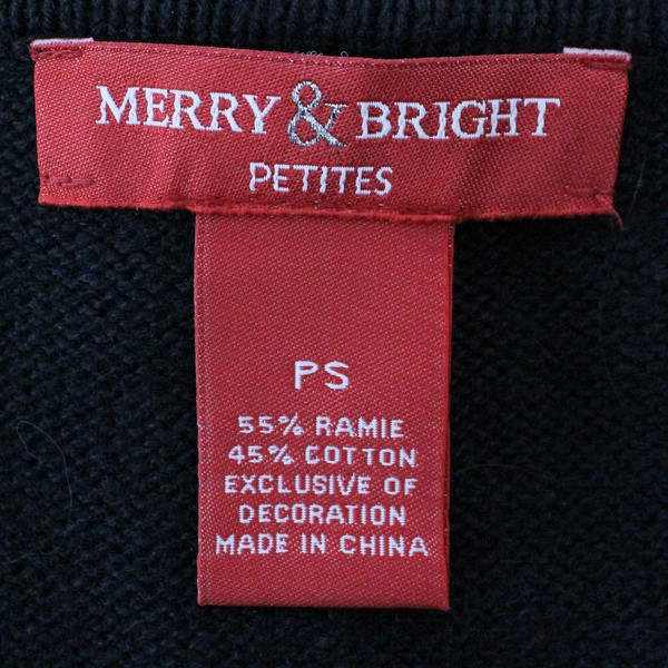 Merry & Bright Embroidered Sequin Full Zip Christmas Vest Women's Petite Small
