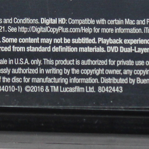 Star Wars The Force Awakens Blu-Ray DVD Digital HD 2015 Pre-Owned