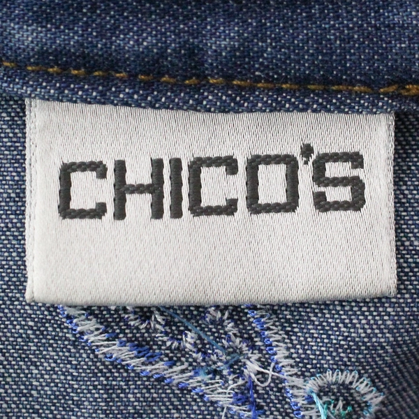 Chico's Embroidered Beaded Denim Button-up Jacket Women's Size 1