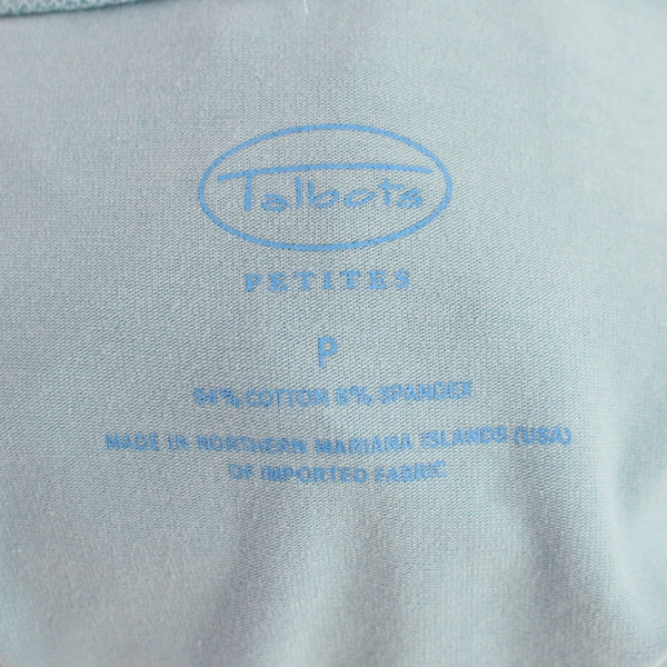 Talbots Petites Blue Cotton Mock Neck Long-Sleeved Shirt Women's Size P