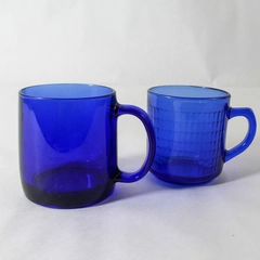Lot of 2 Cobalt Blue Coffee Mugs Made in France & Mexico Good Condition