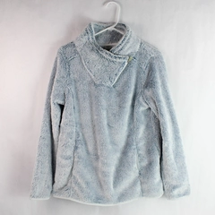 St John's Bay Women's Blue Fleece Collared Quarter Zip Pullover Sweater Size M