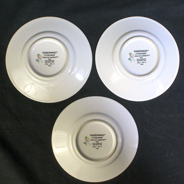 Lot of 3 Vintage Farberware Stoneware Bread Butter Plates English Garden 225