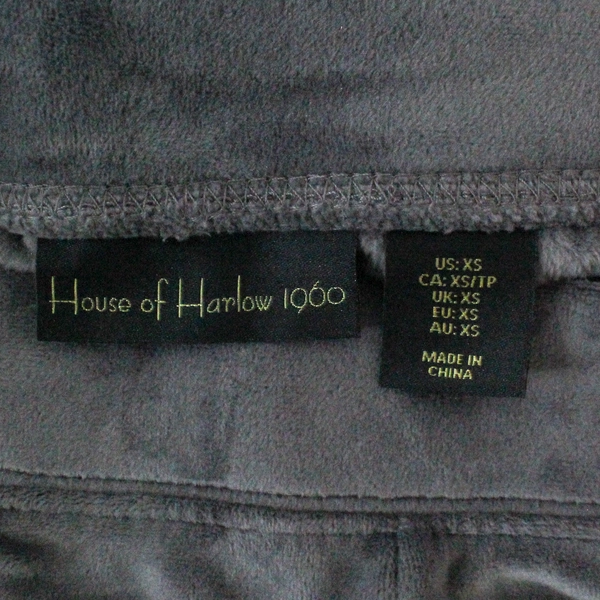 House of Harlow 1960 Women's Gray Velvet Pull On Pants with Pockets Size XS