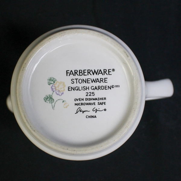 Vintage 1993 Farberware English Garden Stoneware Creamer 225 Pre-Owned