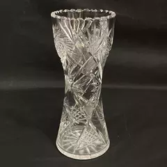 Vintage American Brilliant Crystal Vase Palm Pinwheel Pattern