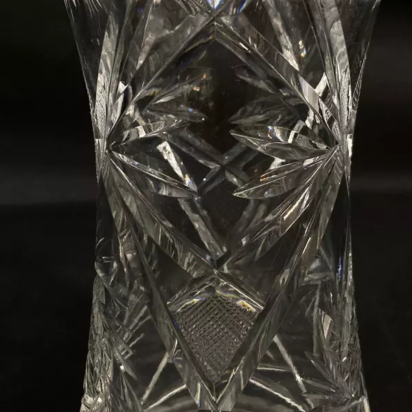 Vintage American Brilliant Crystal Vase Palm Pinwheel Pattern