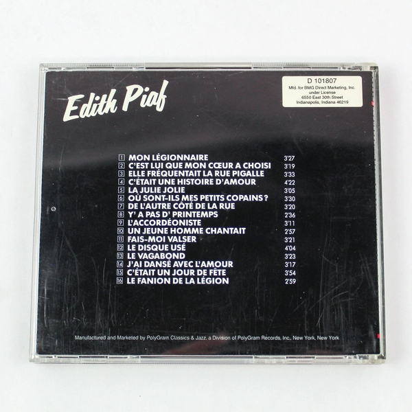 Master Serie Edith Piaf CD 16 Songs Jazz Classics 1987 Good Condition