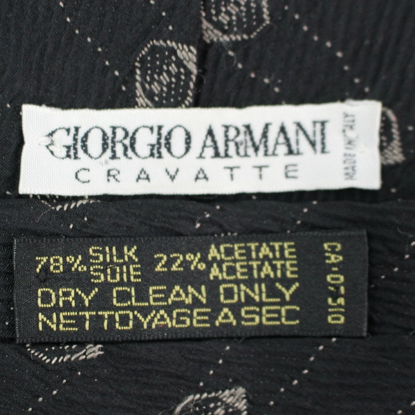 Vintage Giorgio Armani Cravatte Black Patterned Men's Necktie Italy