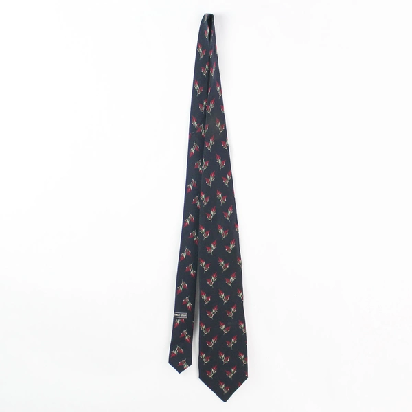 Vintage Giorgio Armani Cravatte Holly Leaf Pattern Pure Silk Men's Necktie Italy