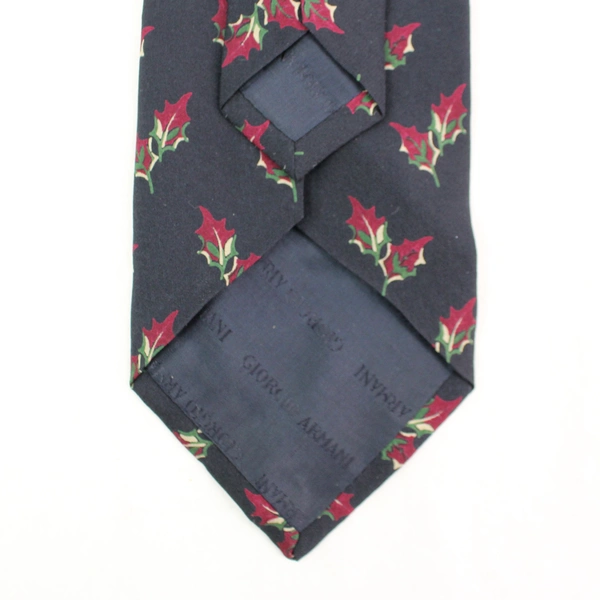 Vintage Giorgio Armani Cravatte Holly Leaf Pattern Pure Silk Men's Necktie Italy